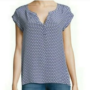 Joie Rubina 100% silk blue Cotati print v-neck top